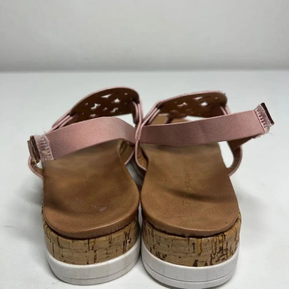 Tahari Girls Iridescent Dust Rose Color Sandals With Cork Wedge Straps Size 13